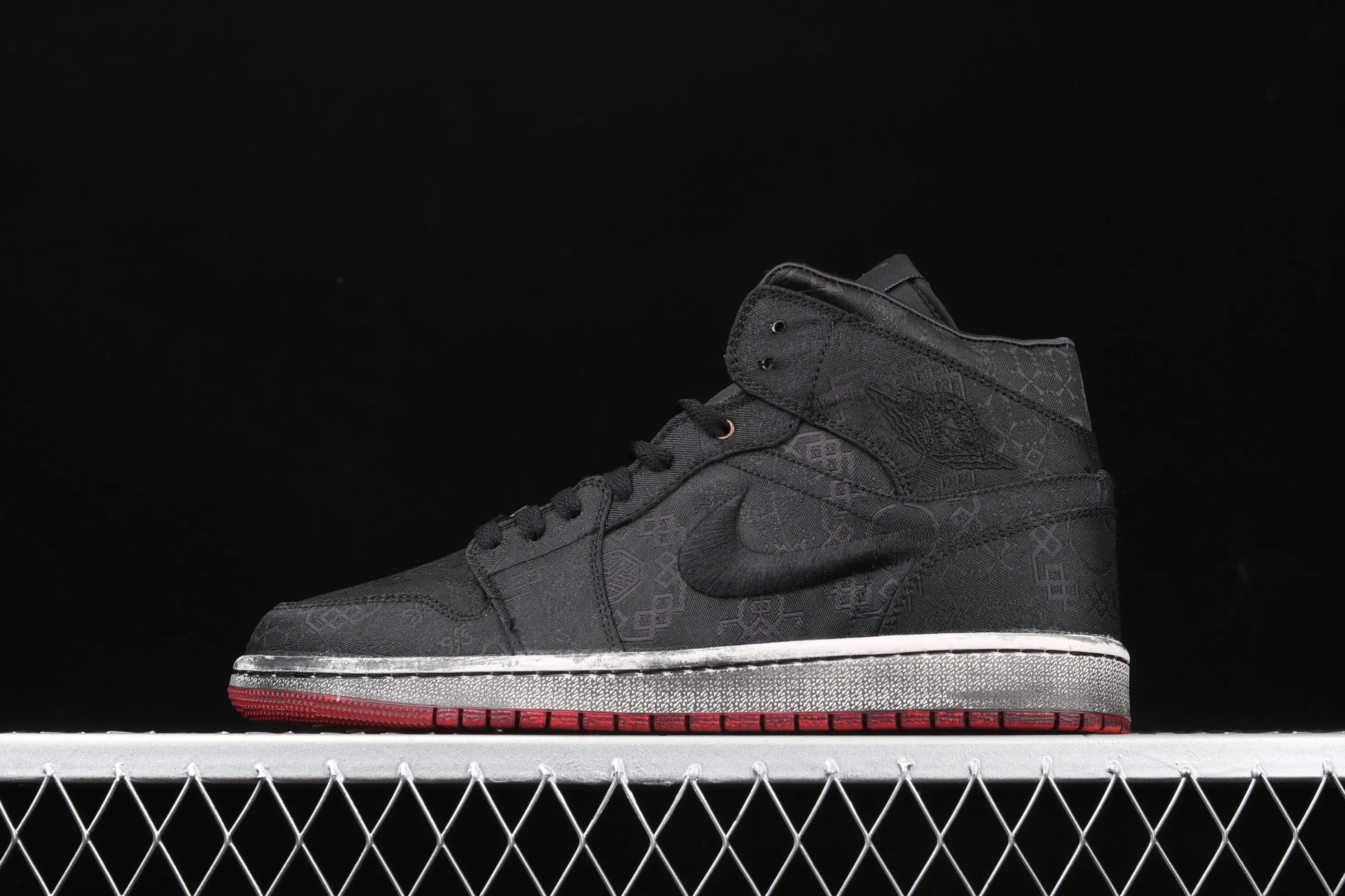All categories Air Jordan Jordan series basketball shoes Air Jordan 1 Mid CLOT x Air Jordan 1 Mid "Fearless" AJ1 Joe 1 mid-top distressed black silk CU2804-002